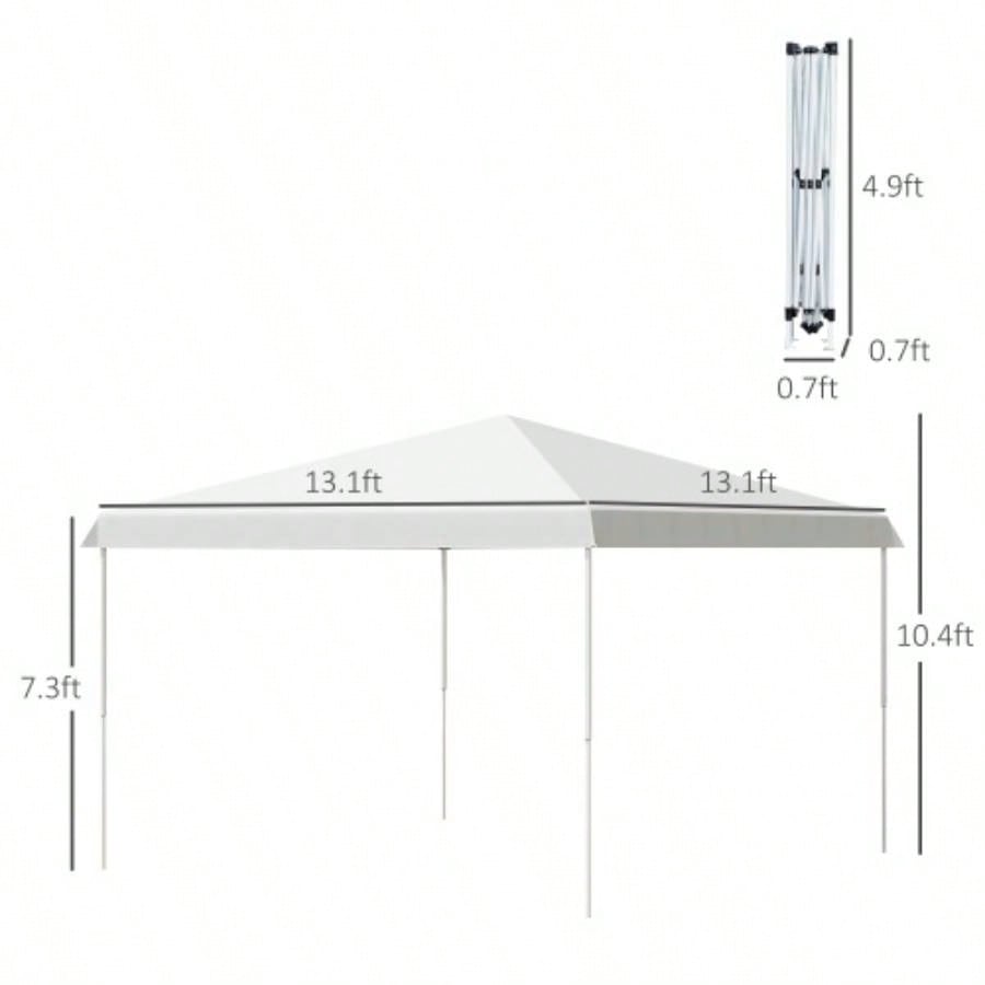 Outsunny 13x 13 Up Canopy Tent, Instant Shelter, Tents Parties, Height Adjustable, with Wheeled Carry Bag Outdoor, Garden, Patio, Parties, White