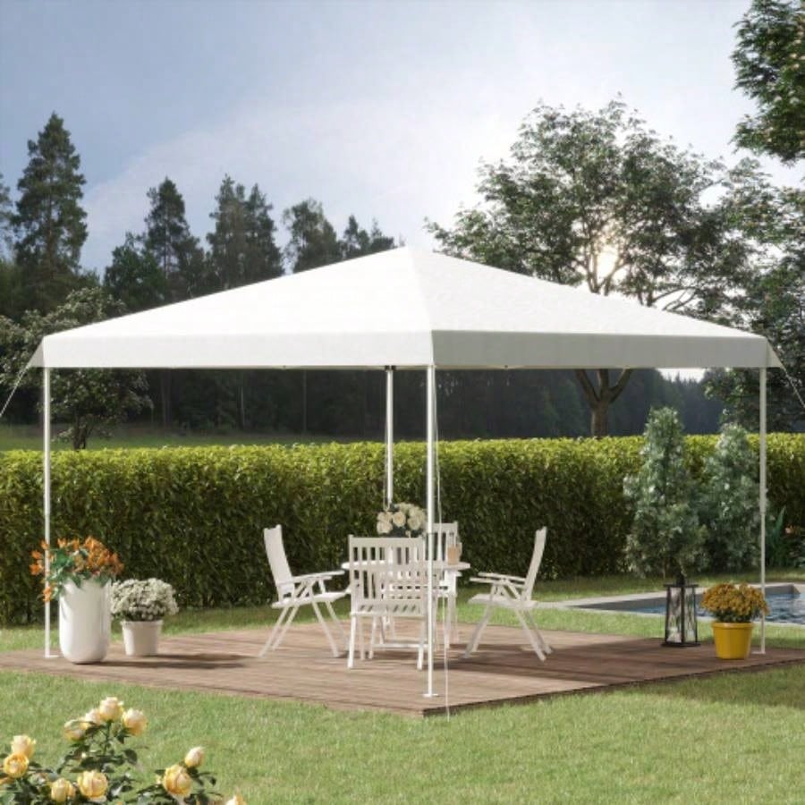 Outsunny 13x 13 Up Canopy Tent, Instant Shelter, Tents Parties, Height Adjustable, with Wheeled Carry Bag Outdoor, Garden, Patio, Parties, White