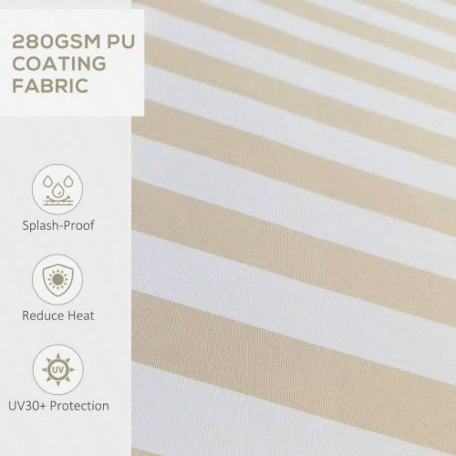 Outsunny 8x 6.5 Retractable Awning, Patio Awning Sunshade Shelter with Manual Crank Handle, 280gsm Resistant Fabric and Aluminum Frame Deck, Balcony, Yard, Beige and White