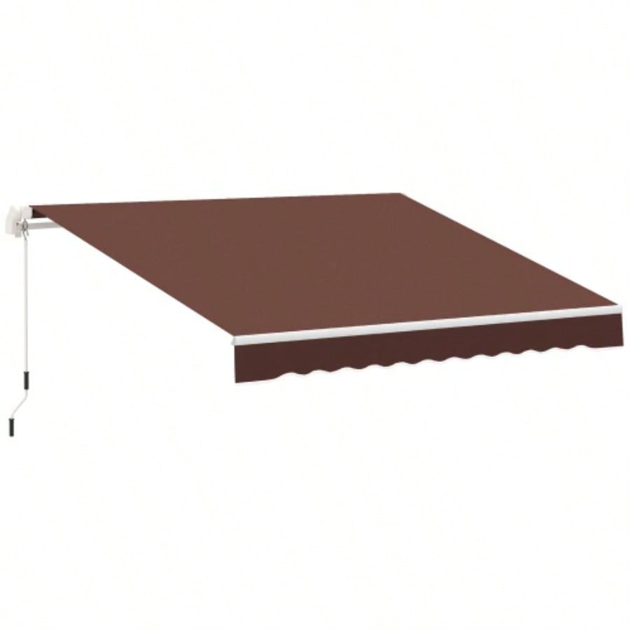 Outsunny 12x 8 Retractable Awning Patio Awnings Shade Shelter with Manual Crank Handle, 280g/ - Resistant Fabric and Aluminum Frame Deck, Balcony, Yard, Brown