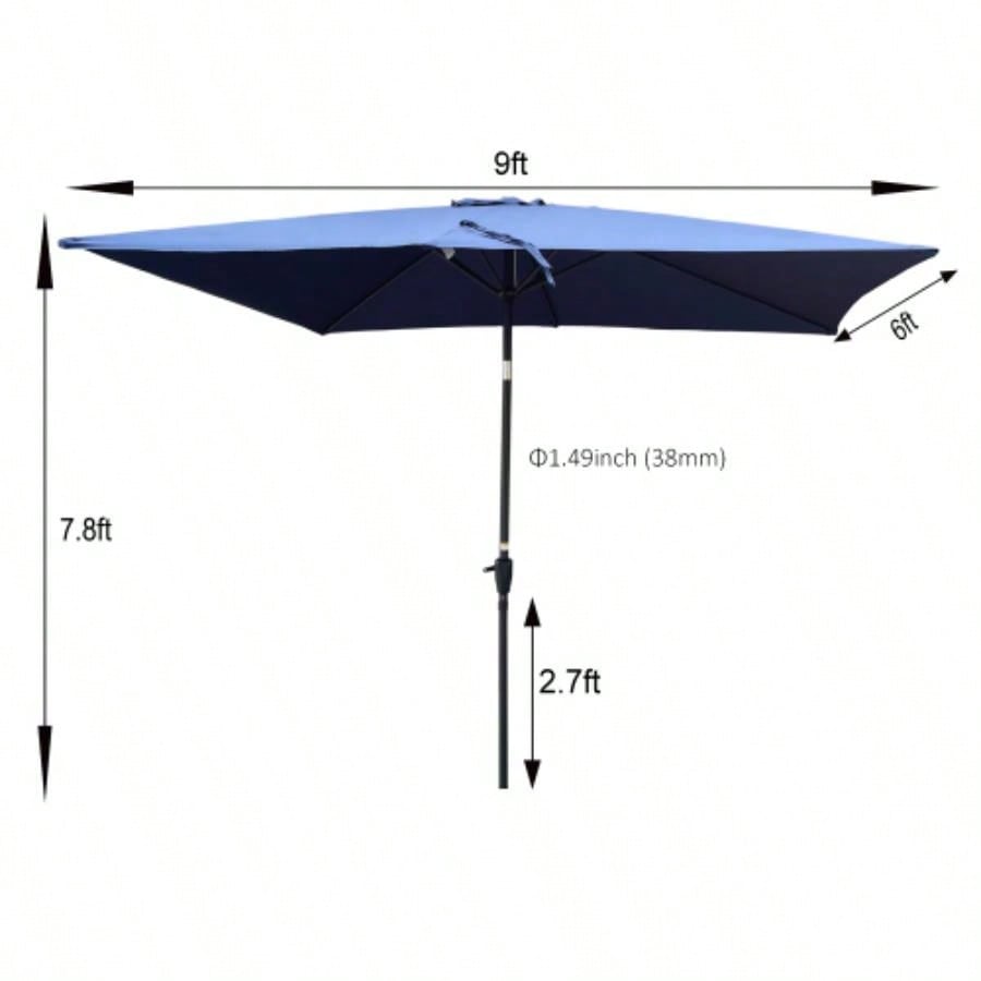 6x 9ft Patio Outdoor Waterproof with Crank and Push Button Tilt without flap Garden Backyard Pool Swimming Pool Market