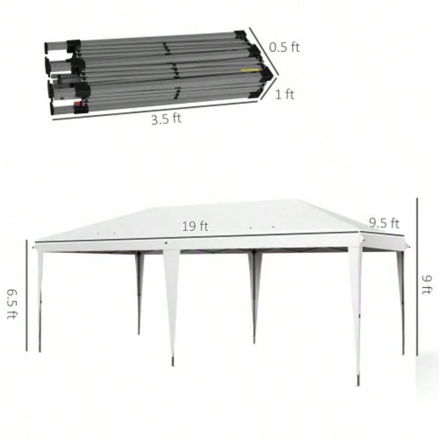 Outsunny 10x 19.2 Up Canopy Tent, Heavy Duty Tent Parties, Outdoor Instant Gazebo Shade Shelter with Carry Bag Catering, Events, Wedding, Backyard BBQ, White