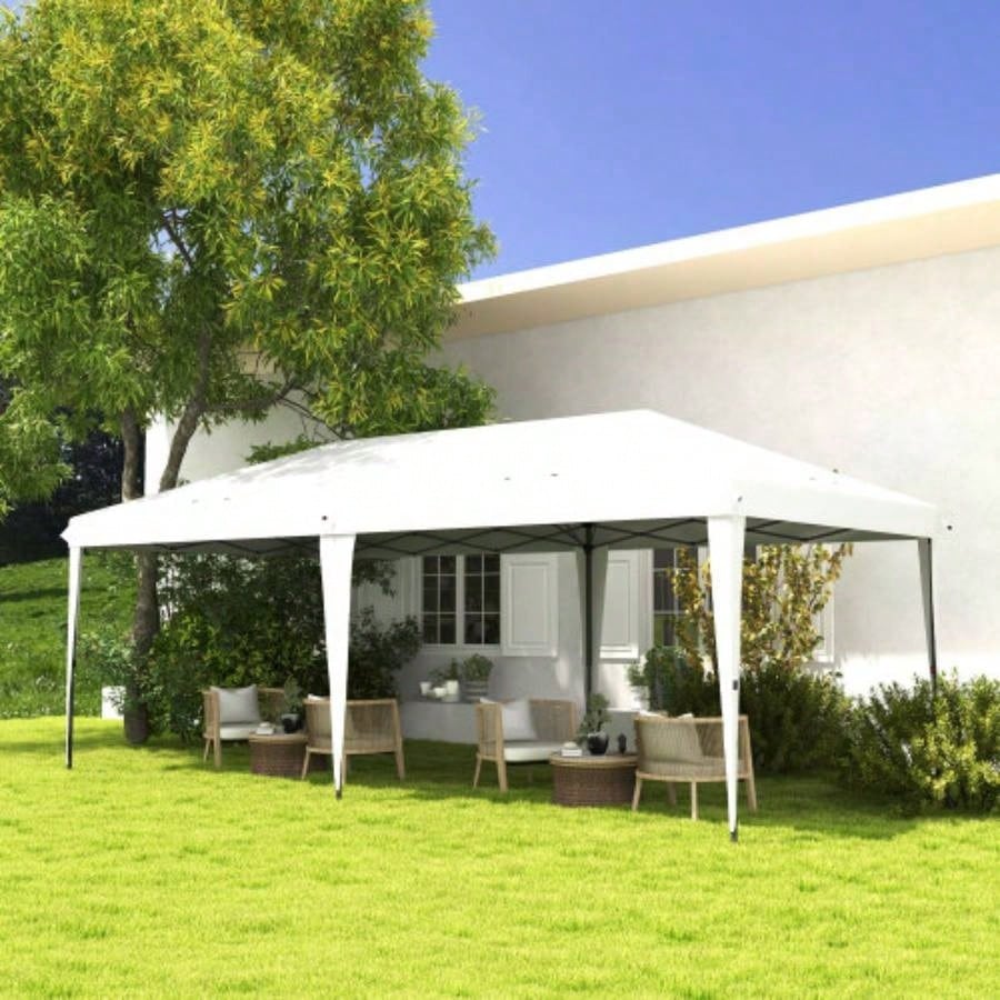 Outsunny 10x 19.2 Up Canopy Tent, Heavy Duty Tent Parties, Outdoor Instant Gazebo Shade Shelter with Carry Bag Catering, Events, Wedding, Backyard BBQ, White