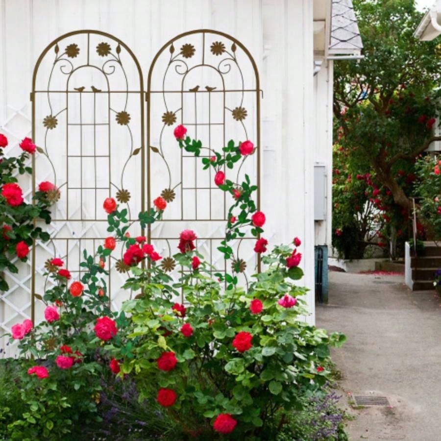 4 Pack Metal Garden Trellis 71x 19. Rustproof Trellis Climbing Plants Outdoor Flower Support White