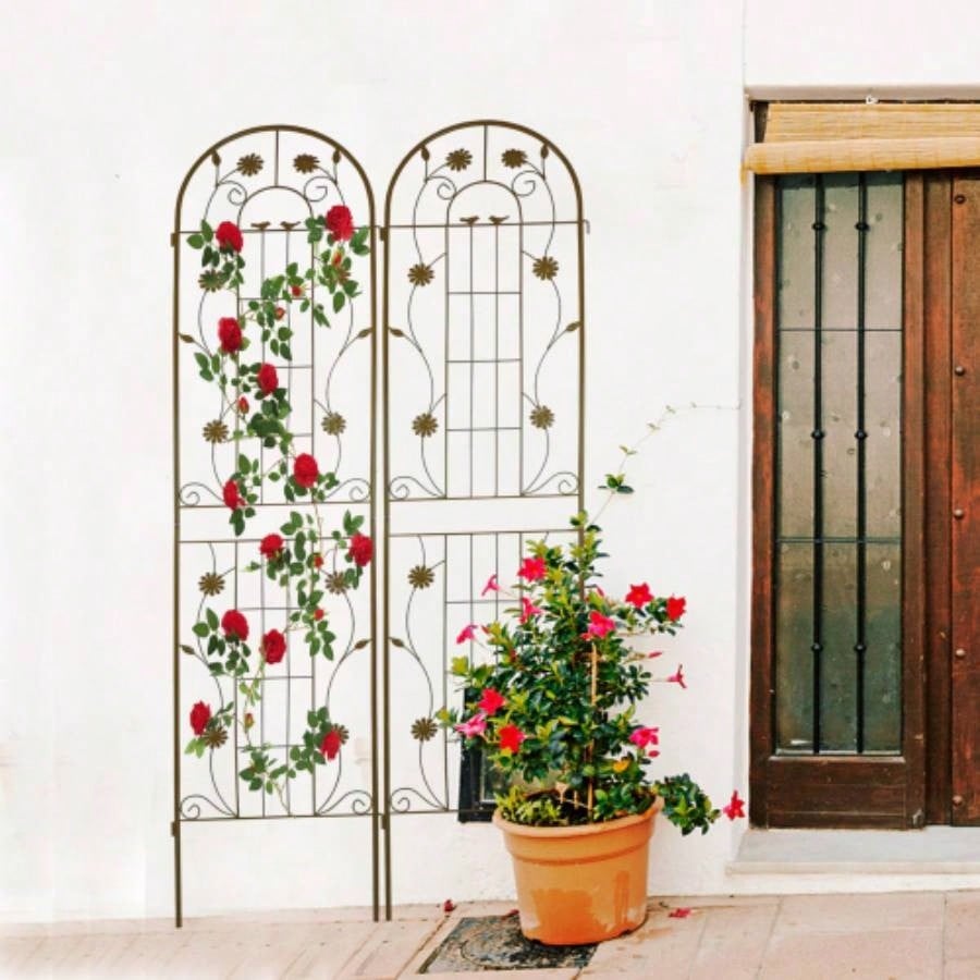 4 Pack Metal Garden Trellis 86. 19. Rustproof Trellis Climbing Plants Outdoor Flower Support White