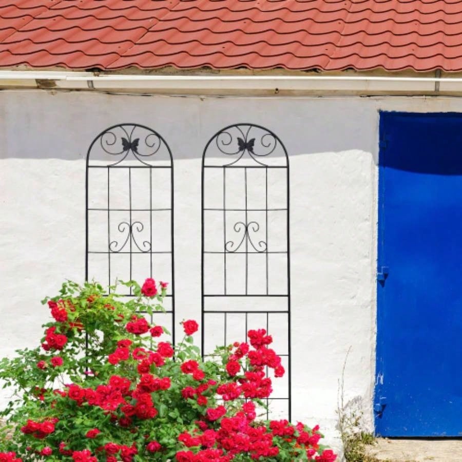 4 Pack Metal Garden Trellis 86. 19. Rustproof Trellis Climbing Plants Outdoor Flower Support Black