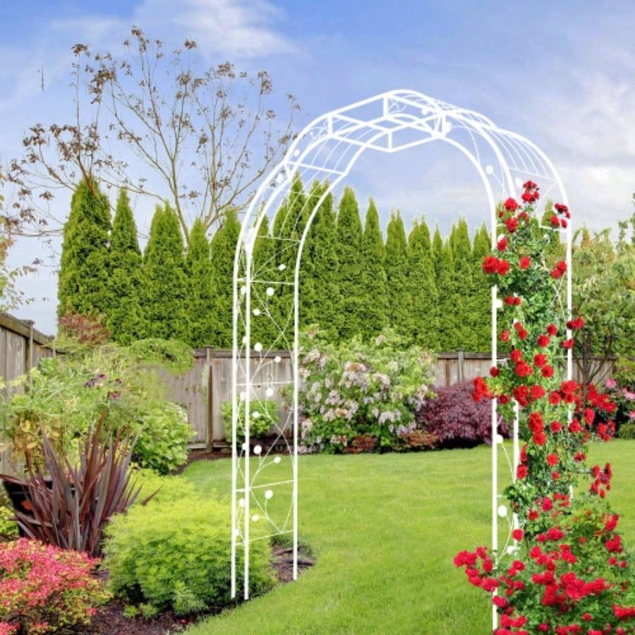 Metal Garden Arch Assemble Freely with 8 Styles Garden Arbor Trellis Climbing Plants Support Arch Outdoor Arch Wedding Arch Party Events Archway White