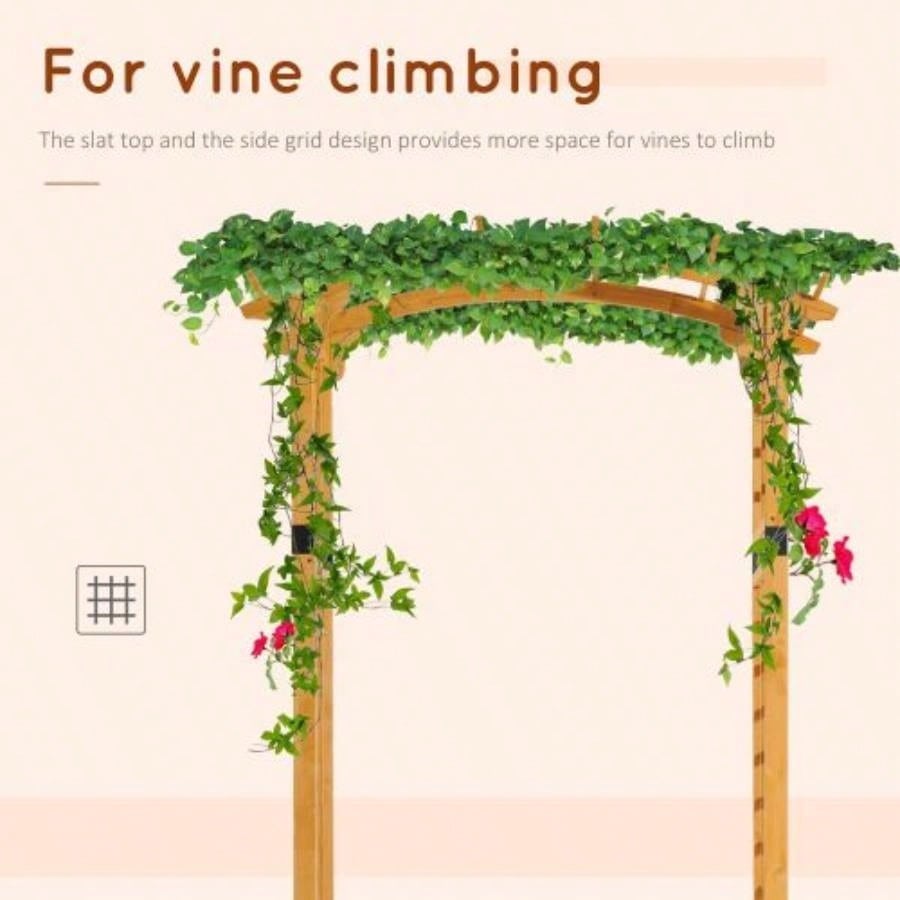 Outsunny 90in Wood Garden Arbor Arch with Trellis Wall Climbing Hanging Plants, Decor Party, Weddings, Birthdays Backyards