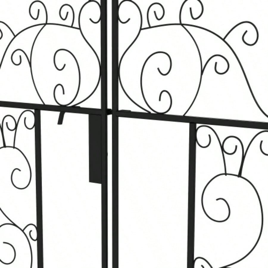 Outsunny. 5 Metal Garden Arch with Gate, Garden Arbor Trellis Climbing Plants, Roses, Vines, Wedding Arch Outdoor Garden, Lawn, Backyard, Black