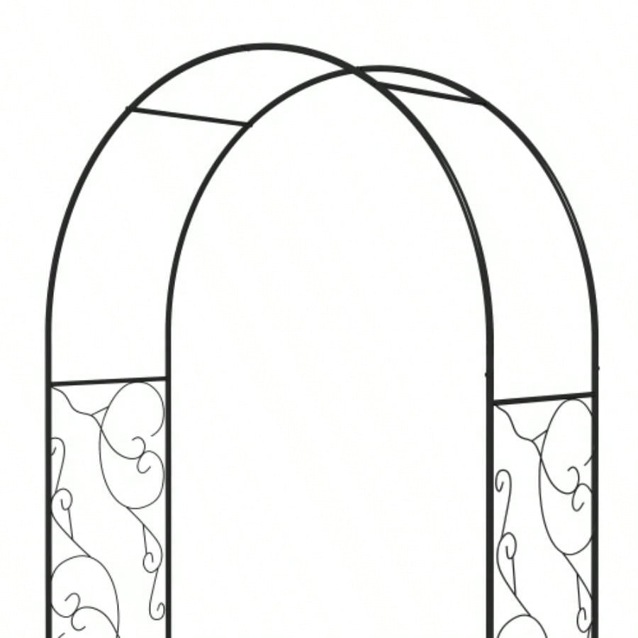 Outsunny. 5 Metal Garden Arch with Gate, Garden Arbor Trellis Climbing Plants, Roses, Vines, Wedding Arch Outdoor Garden, Lawn, Backyard, Black