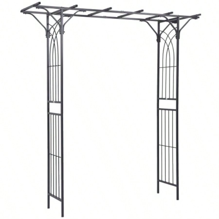 Outsunny 82 Decorative Metal Garden Trellis Arch with Durable Steel Tubing Elegant Scrollwork, Weddings