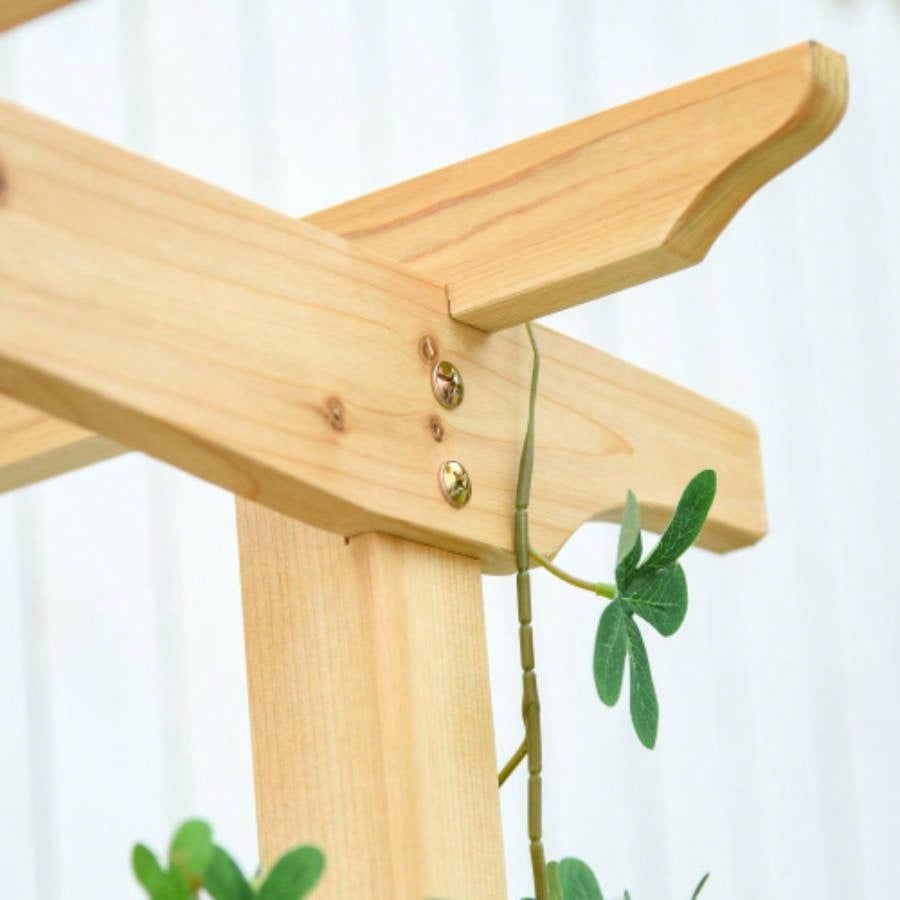 Outsunny Wooden Garden Arbor Climbing Plants with Garden, Garden Arch to Grow Grapes Vines, Patio Decor 2 - Person Outdoor Wood Decorative Seating, Natural