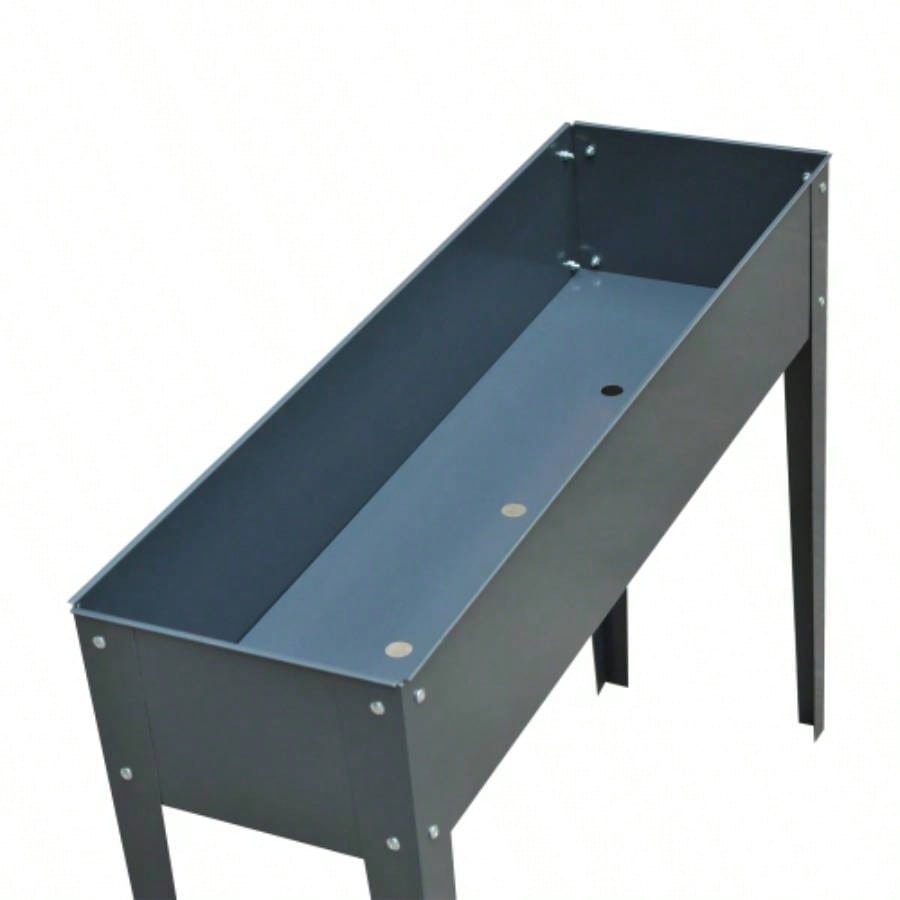 Outsunny Metal Raised Garden Bed, Elevated Planter Box with and Drain Holes, Dark Gray
