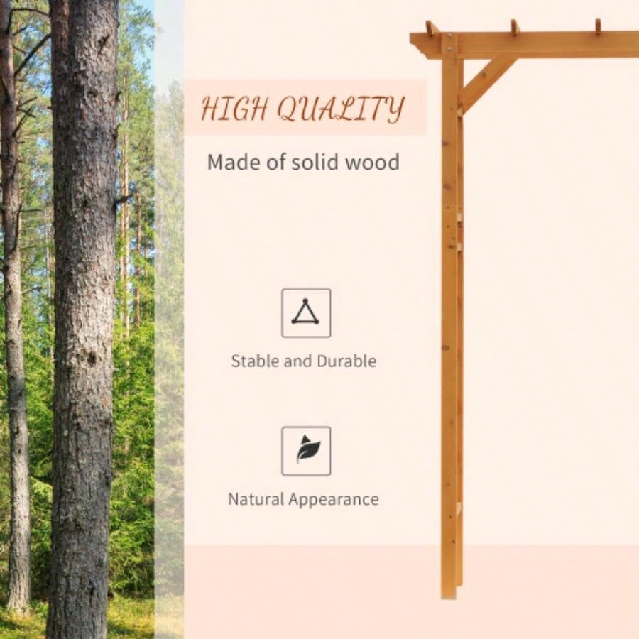 Outsunny 85 Wooden Garden Arbor Wedding and Ceremony, Outdoor Garden Arch Trellis Climbing Vines - Orange