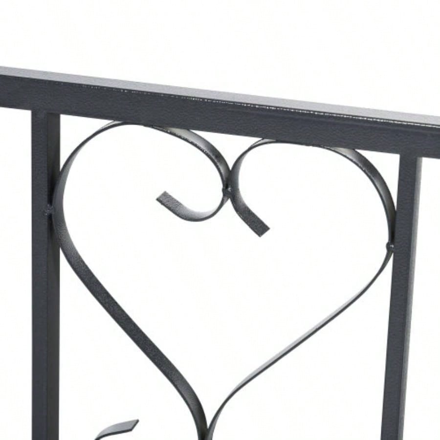 Outsunny 81 Metal Garden Arbor with Double Doors, Locking Gate, Climbing Vine Frame with Heart Motifs, Arch Wedding, Bridal Party Decoration,