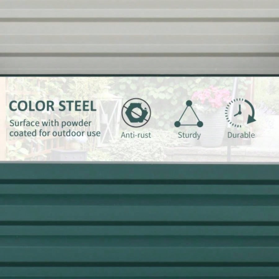 Outsunny Galvanized Raised Garden Bed, 4x 4x 1 Metal Planter Box, Growing Vegetables, Flowers, Herbs, Succulents, Green