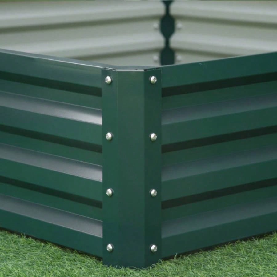 Outsunny Galvanized Raised Garden Bed, 4x 4x 1 Metal Planter Box, Growing Vegetables, Flowers, Herbs, Succulents, Green