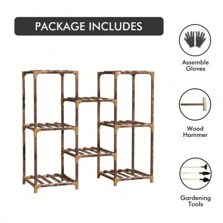 Plant Stand Indoor, Outdoor Wood Plant Stands Multiple Plants, Plant Shelf Ladder Table Plant Pot Stand Living Room, Patio, Balcony, Plant Gardening