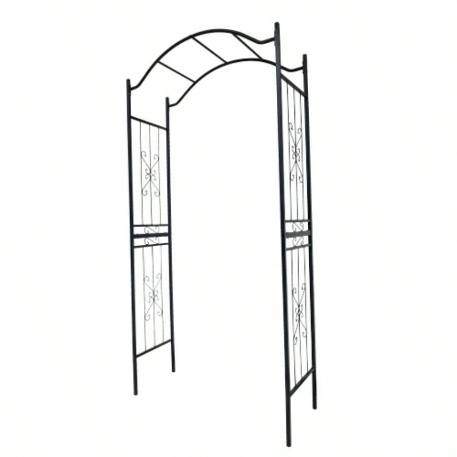 Metal Garden Arch with black powder coated 3.6ft Lengthx 1.47ft Widthx. 5ft Height Climbing Plants Support Arch Outdoor Black Garden Arbors