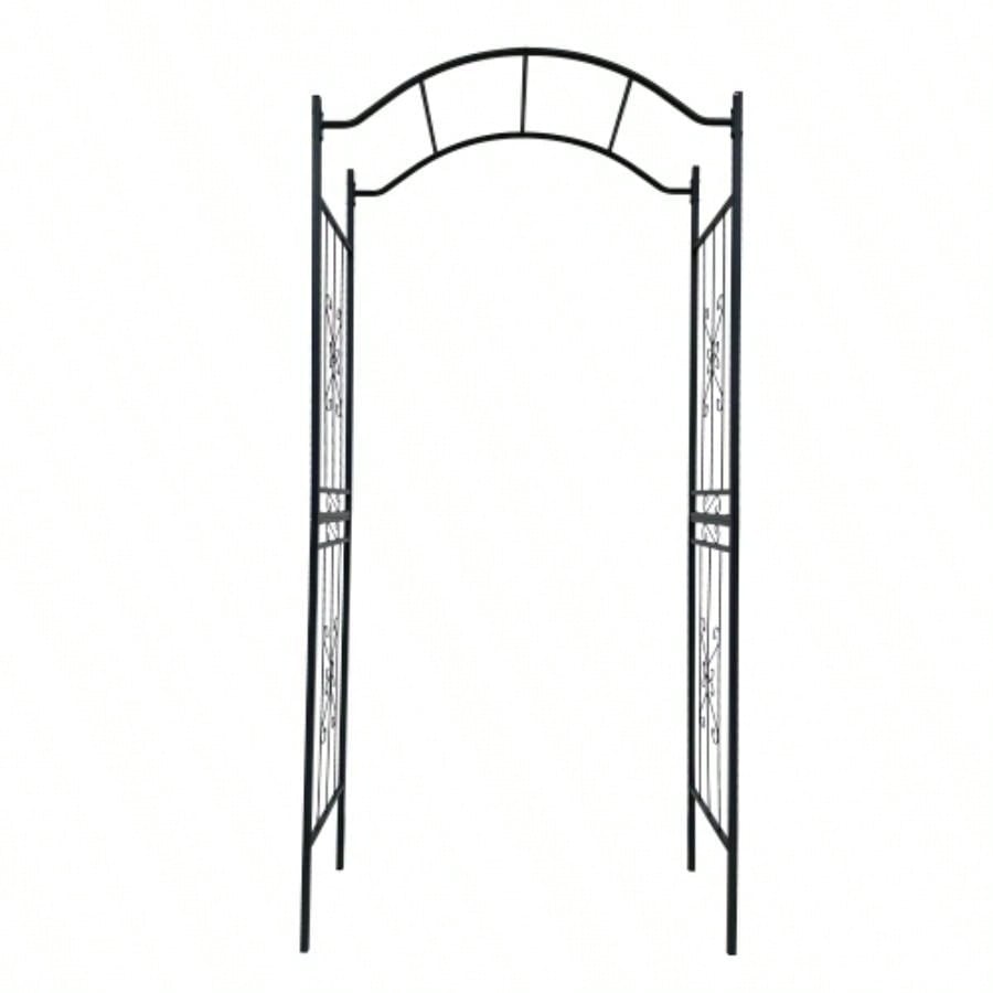 Metal Garden Arch with black powder coated 3.6ft Lengthx 1.47ft Widthx. 5ft Height Climbing Plants Support Arch Outdoor Black Garden Arbors