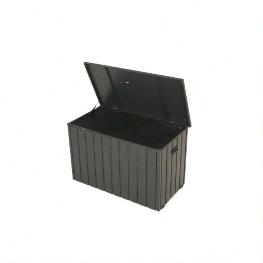 200 Gallon Plastic Deck Box, Large Patio Storage Box with Lock, Wheels Waterproof Lid Outdoor Cushions, Garden and Pool Supplies Gray