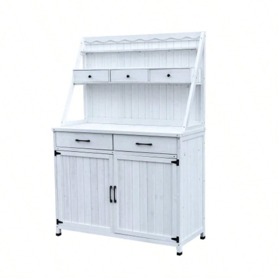 Outdoor Potting Table, Tableside cabinet cabinet, Wooden Gardening Table Tabletop and Storage Cabinet, Planting Table Garden Work Garden, Patio, Greenhouse