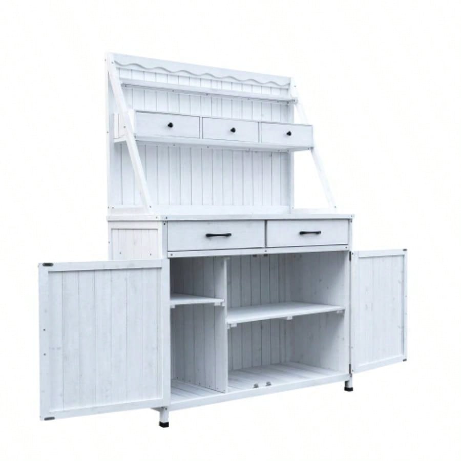 Outdoor Potting Table, Tableside cabinet cabinet, Wooden Gardening Table Tabletop and Storage Cabinet, Planting Table Garden Work Garden, Patio, Greenhouse