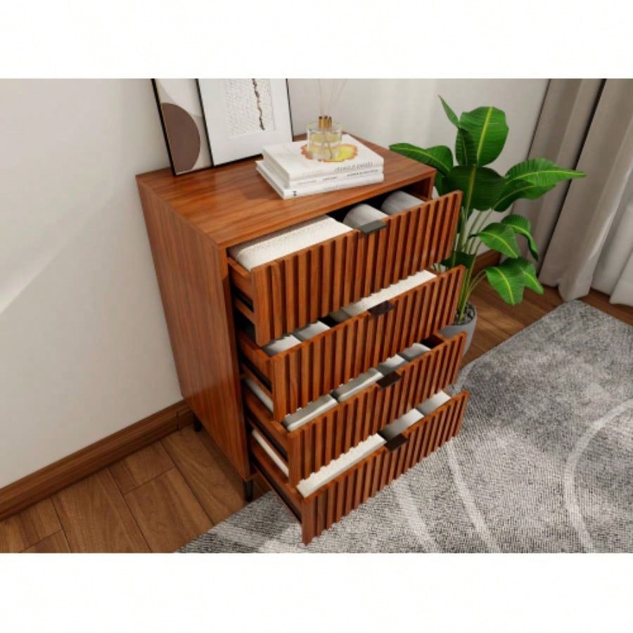 Wooden Chest of Drawers - Spacious Storage Organizer Bedroom or Living Room, Modern Design with Multiple Compartments, Brown