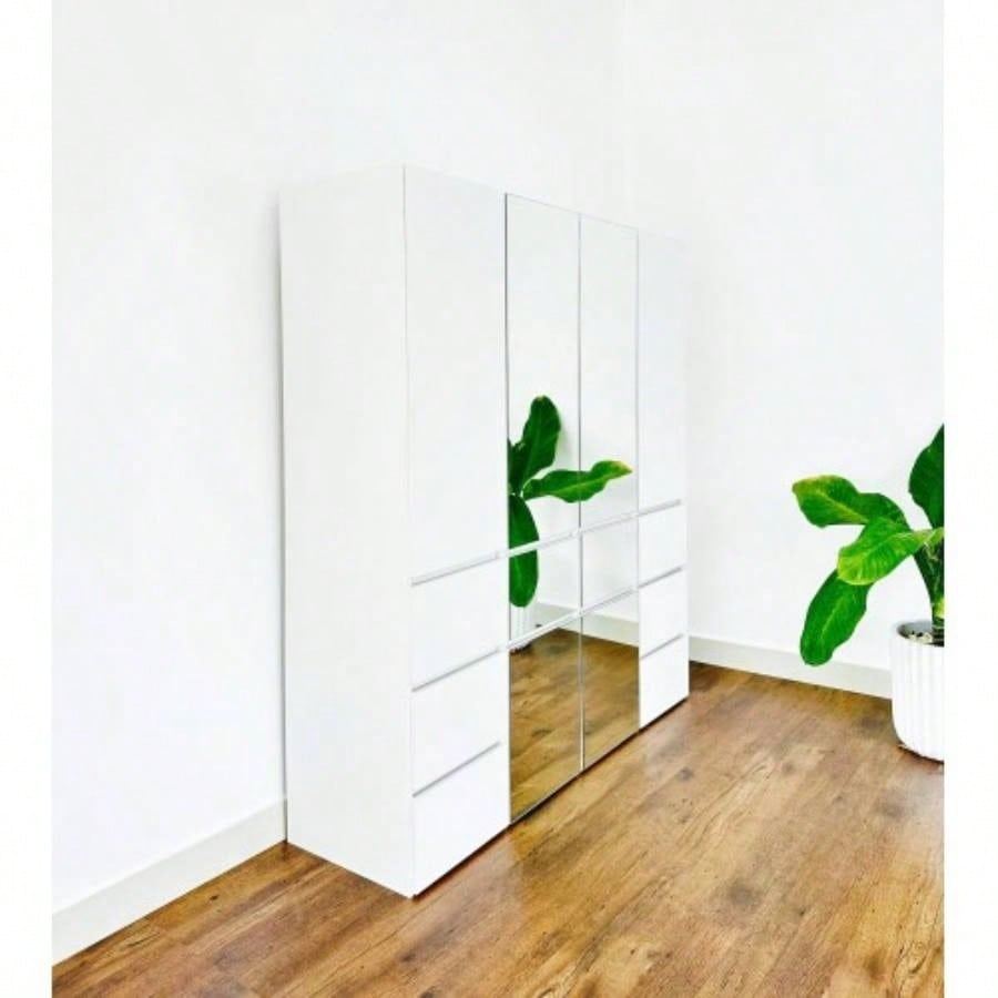 Elise Slim Modular Wood Closet Cabinet with Drawers in White
