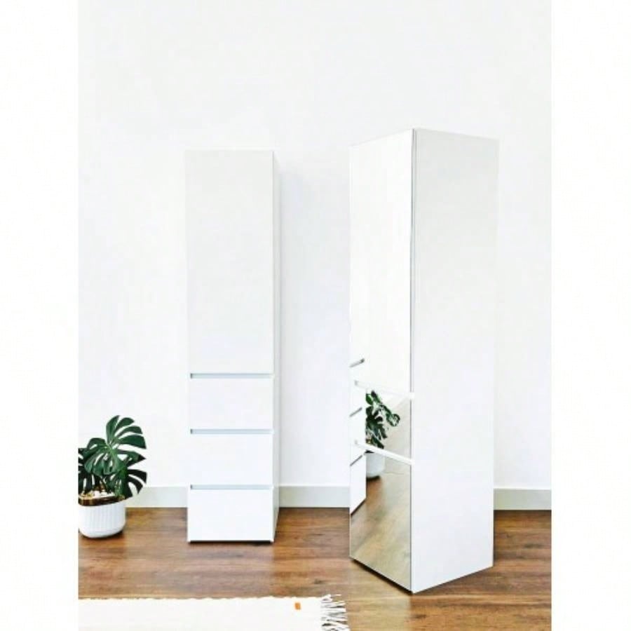 Elise Slim Modular Wood Closet Cabinet with Drawers in White