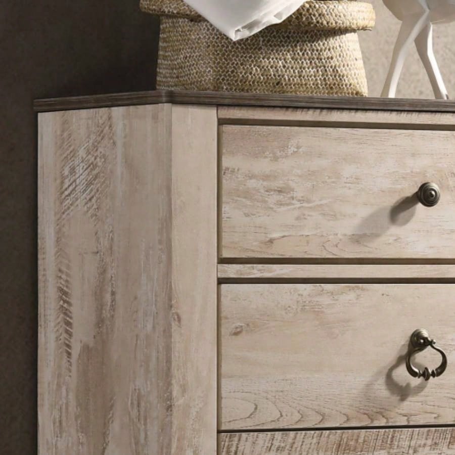 Imerland Contemporary Patched Wood Top 5 - drawer Chest, White Wash