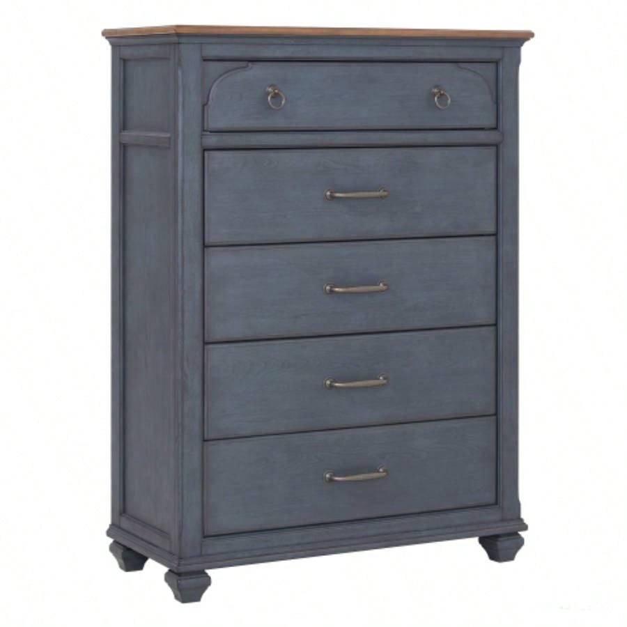 5 - Drawer Chest, No Assembly Required, Corduroy Blue