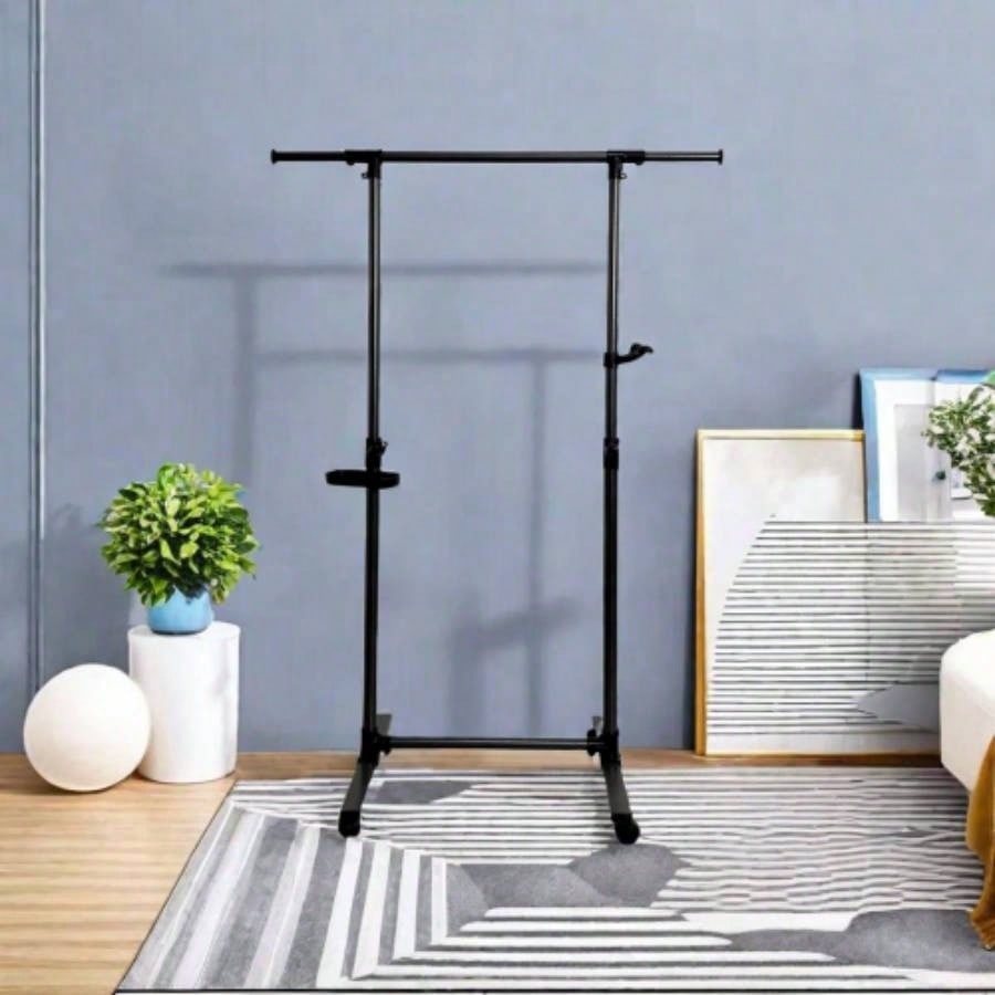 Short Clothing Racks Hanging Clothes with Bottom Shelves and Wheels Heavy Duty Rolling Clothes Rack Kids Clothing Rack Adult Coat, Closet, Wardrobe - Black
