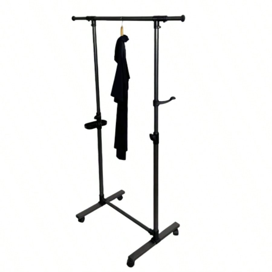 Short Clothing Racks Hanging Clothes with Bottom Shelves and Wheels Heavy Duty Rolling Clothes Rack Kids Clothing Rack Adult Coat, Closet, Wardrobe - Black