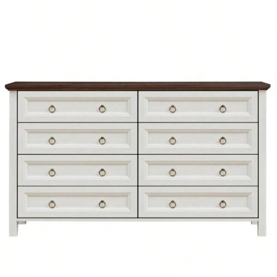 Farmhouse 8 Drawers Dresser Chests Bedroom, Wood Rustic Tall Chest of Drawers, Dressers Organizer Bedroom, Living Room, Hallway