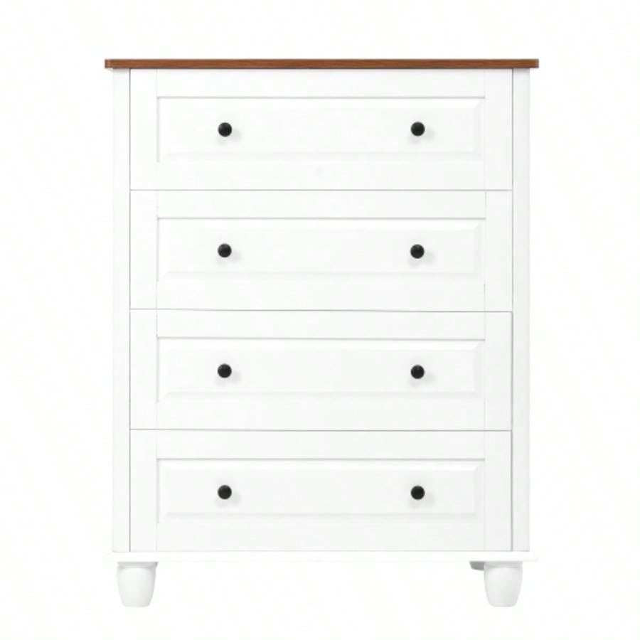 Modern Chest of Drawers, 4 Drawer Dresser, Tall Wood Storage Cabinet Living Room, Entryway, Hallway