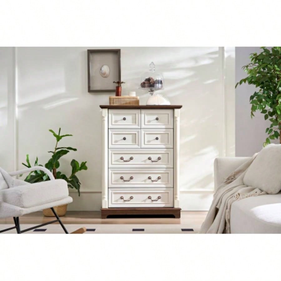 Drawer Dresser Chest Bedroom with Wooden Base and Riser Trim, Wooden Rustic Rustic Chest of Drawers, Storage Dresser Bedroom, Living Room