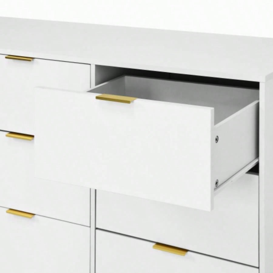 White 9 Drawer Dresser, 63 Large Deep Chest of Drawers, Wooden Dresser Storage Cabinet with 9 Drawers Bedroom, Long Dressers Living Room, Hallway