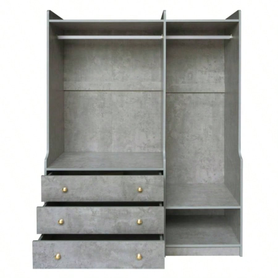 Open Wooden Wardrobe Storage Bedroom, Gray