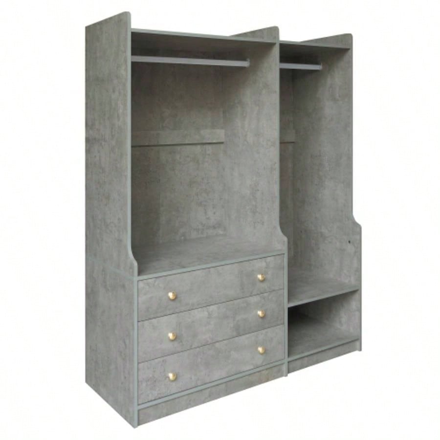 Open Wooden Wardrobe Storage Bedroom, Gray