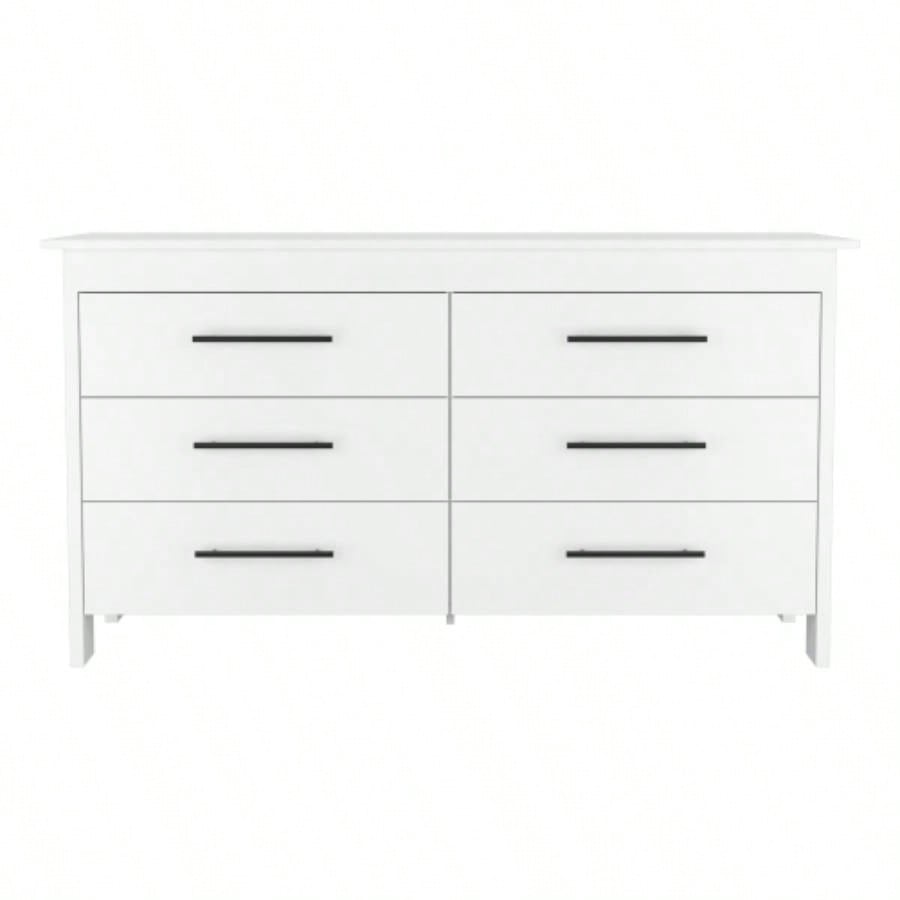 Double Dresser, Four, 6 Drawer, Superior Top, White