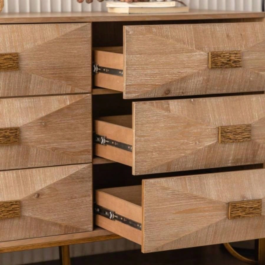 6 Drawers Dresser, Modern Dressers Chests of Drawers, TV Stand, Light Wood Dresser Bedroom, Living Room, Hallway