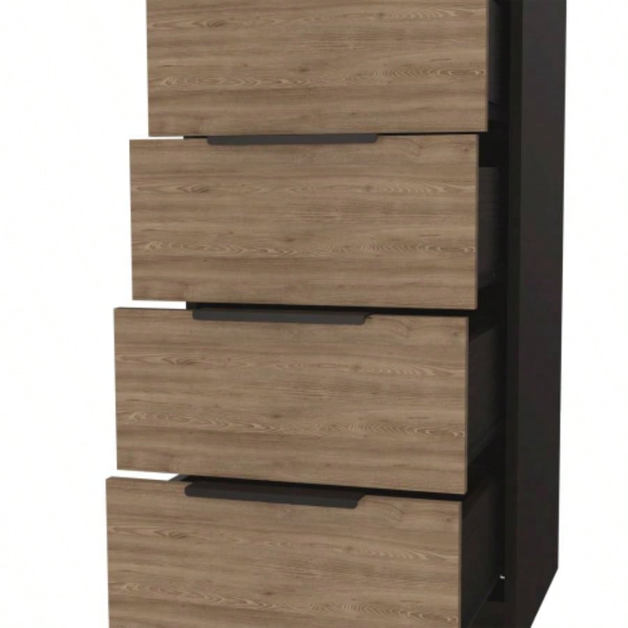 Dresser 42H, 5 Drawer, Vertical Dresser, Black/ Light Oak