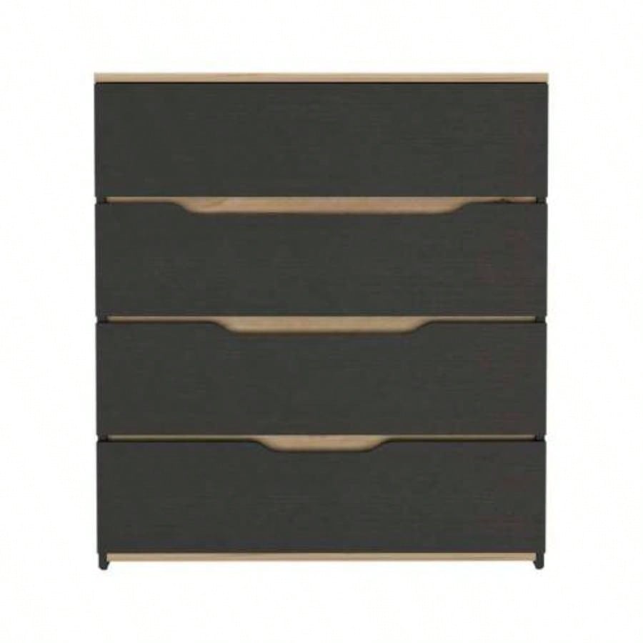 Drawer Dresser 35H, Four Drawers, Superior Top, Black/ Light Oak