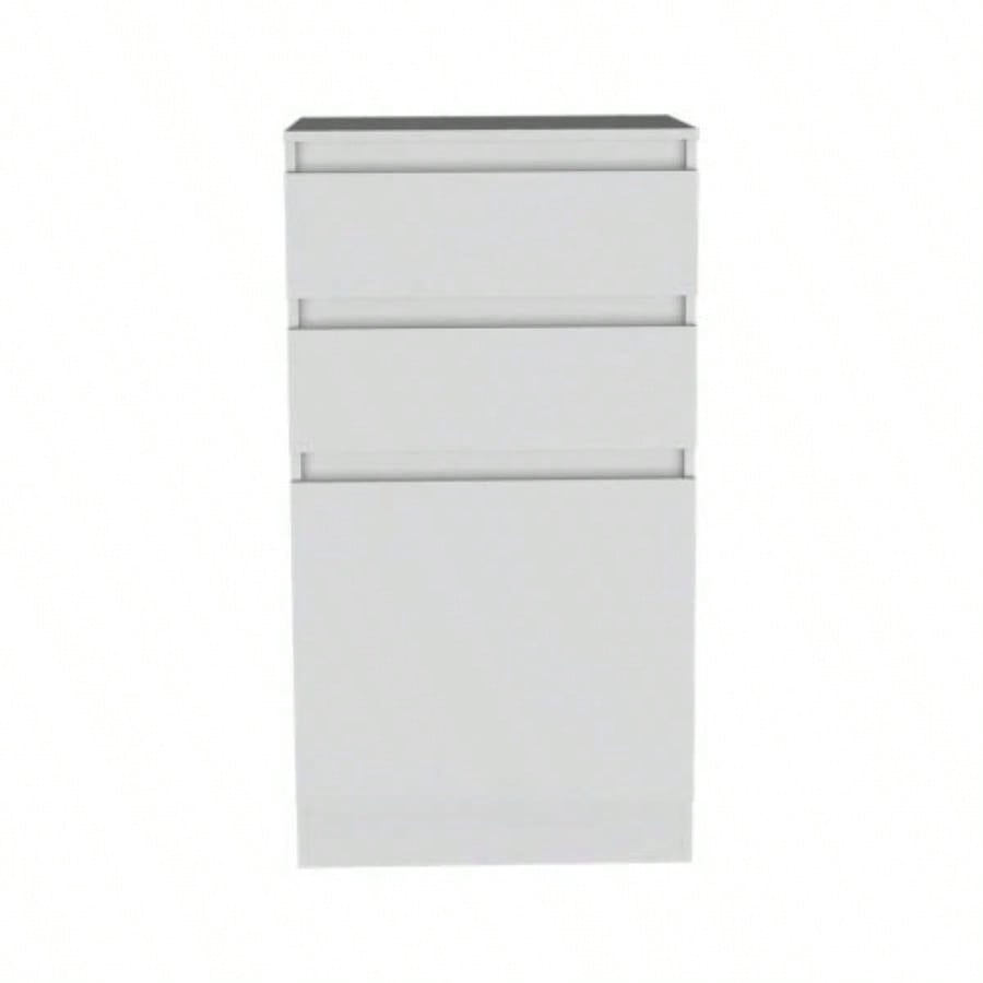 Dresser 43H, Jewelry Box, Mirror, Single Door Cabinet, Two Drawers, White