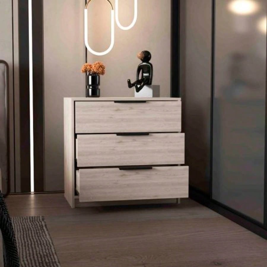 Dresser 27H, 3 Drawers Dresser, Superior Top, Light Gray