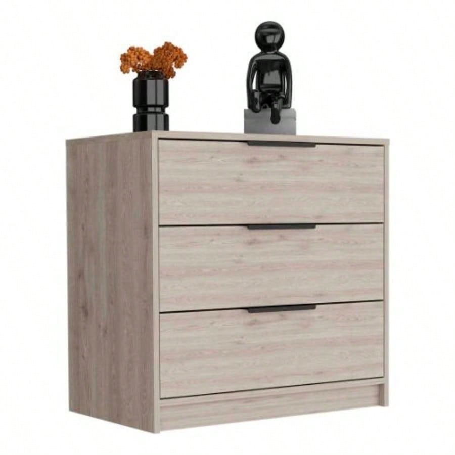 Dresser 27H, 3 Drawers Dresser, Superior Top, Light Gray