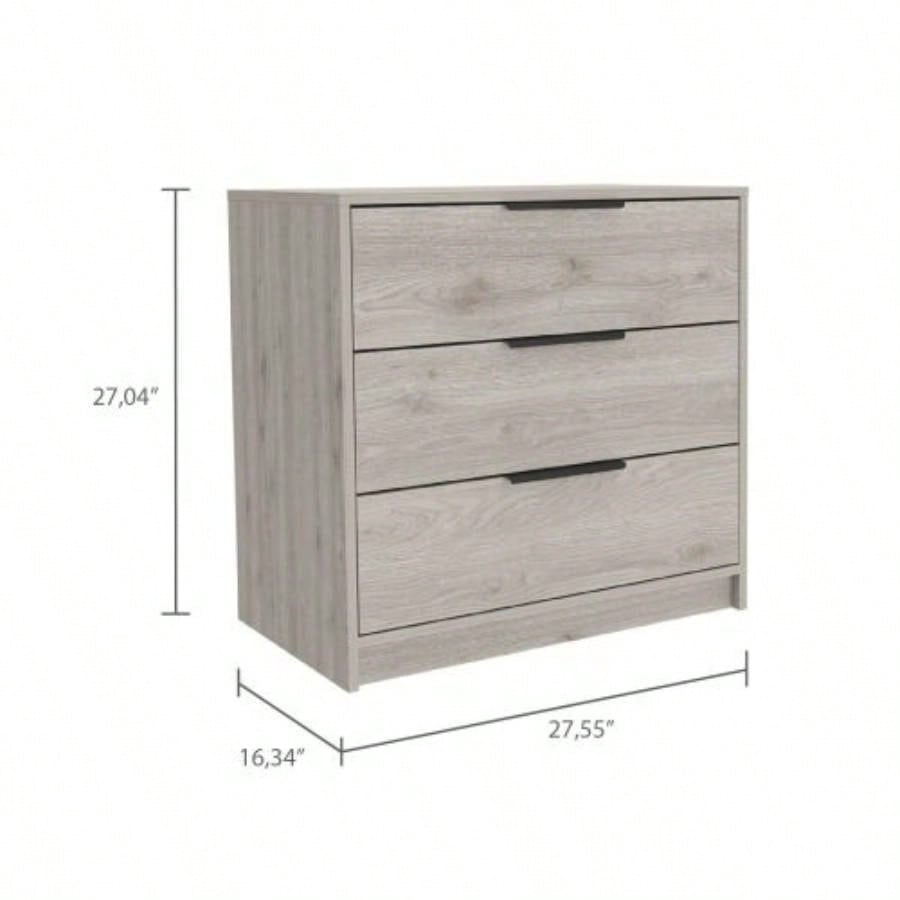 Dresser 27H, 3 Drawers Dresser, Superior Top, Light Gray