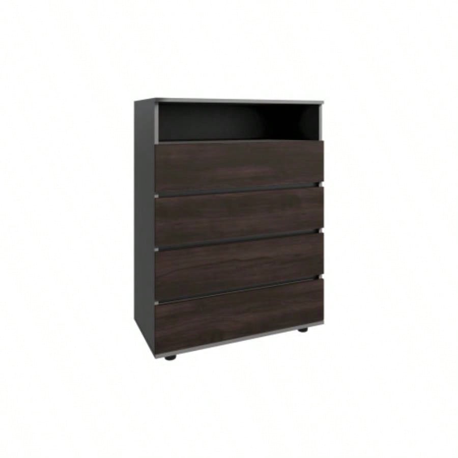 Dresser, 4 Drawers, 1 Shelf, Matt Gray/ Dark Oak