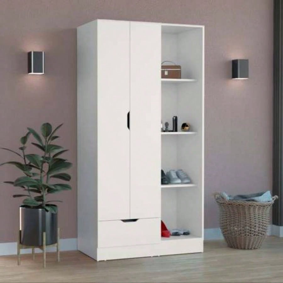 Small Bedside Armoire with Drawer and Shelves